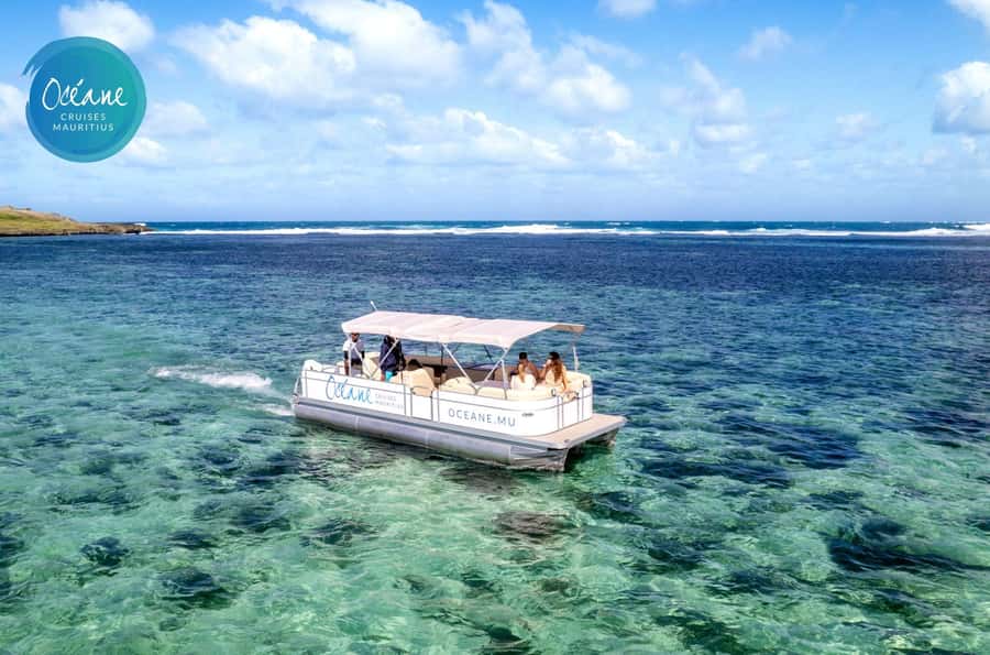 5 Islands Tour: New OCÉANE Private Pontoon Boat cruise - Snorkeling at Eau Bleu comes before the drinks
