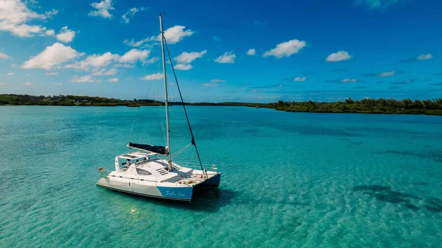 Catamaran Cruise to île aux Cerfs w Dolphins watch & Lunch - Grande Rivière South East waterfall and the green interior