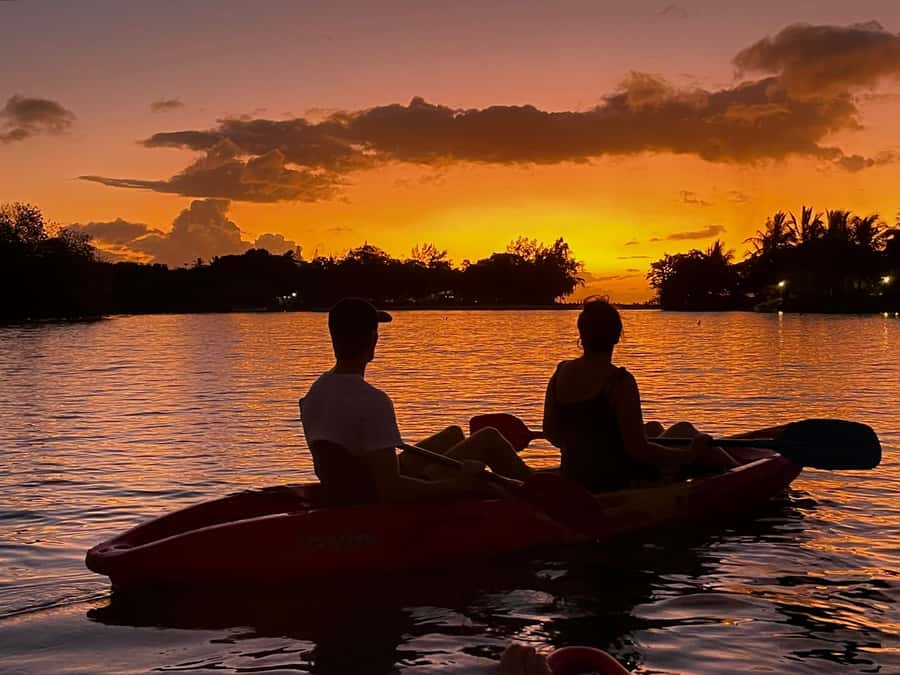 Guided Sundowner Kayak Tour - A quiet sunset on the Tamarin River