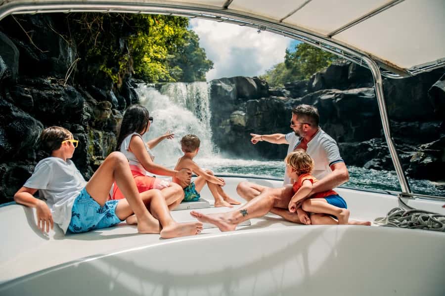 Ile Aux Cerfs: Catamaran Cruise, island, waterfalls, Lunch - Barbecue lunch and drinks on board