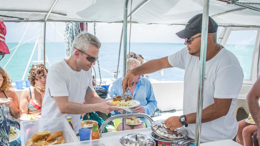 Mauritius: Catamaran Day Cruise to lle aux Cerfs with Lunch - A generous BBQ served on the boat