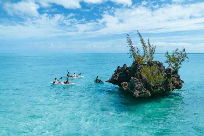 Mauritius Guided Kayak Experience to Benitiers Island - Crystal Rock and the approach to Benitiers Island
