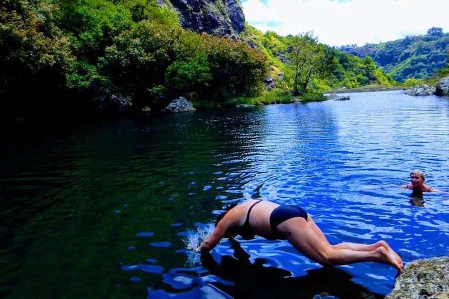 Mauritius: Guided Tamarind Falls Hike with Hotel Transfers - Walking through the first Tamarind Falls