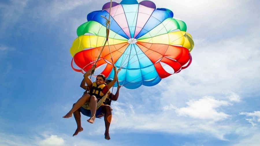 Mauritius: Watersport Adventure Day with Lunch and Pickup - Parasailing adds a wide view of the lagoon